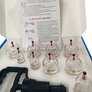 Bộ giác hơi không dùng lửa Duy Thành YGH04 (hộp 9 ly giác hơi) - được bộ y tế cấp phép lưu hành an toàn cho sức khỏe | Fireless cupping therapy