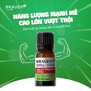 Vitamin D cho trẻ sơ sinh và trẻ nhỏ Brauer Baby & Kids Liquid Vitamin D 400IU giúp phát triển hệ xương, răng, ngủ ngon - QuaTangMe Extaste