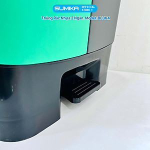 Thùng rác phân loại 2 ngăn SUMIKA B036A, dung tích 40L, nhựa nguyên sinh bền bỉ