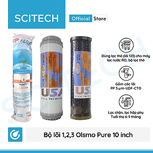 Bộ lõi số 1,2,3 Olsmo Pure 10 inch by Scitech (Lõi PP-UDF-CTO) - Dùng cho máy lọc nước RO, bộ lọc thô - Hàng chính hãng