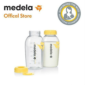Bình trữ sữa Medela PP 150ml/250ml - Nắp bình tách rời có thể lắp núm ty vào cho bé bú