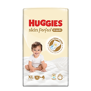 Tã quần Huggies Skin Perfect Mega Jumbo XL72+4 miếng với 2 vùng thấm giảm kích ứng da