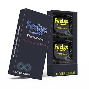 Bao cao su Feelex Performa Premium siêu mỏng, kéo dài thời gian quan hệ, hộp 10bcs