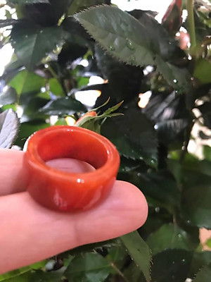 CHIẾC NHẪN VUÔNG ỐNG ĐỎ ĐẬM ĐẸP ĐÁ CẨM THẠCH MAY MẮN SIZE 17MM BẢN CAO 9,5MM  AC  MẠNG HỎA VÀ THỔ 