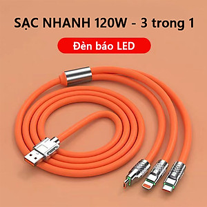 Dây cáp sạc nhanh eXtreme DS5301 cáp sạc 3 đầu 6A type C Android, Light.ning IP, Micro USB đường kính dây lớn - Hàng chính hãng