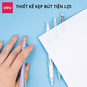 Bút Chì Kim Bấm Tự Trôi Ngòi Deli 0.5mm Cải Tiến Có Đầu Tẩy Màu Pastel Dễ Thương Cao Cấp Cho Học Sinh Văn Phòng Nhỏ Gọn Tiện Lợi