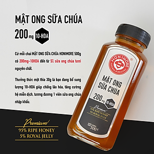 Combo Mật ong rừng sữa ong chúa Honimore 500g và mật ong rừng nguyên chất Honimore 360g - Giúp đẹp da, tăng cường sức đề kháng