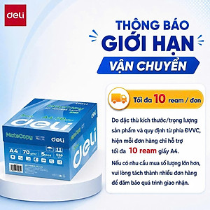 500 Tờ Giấy A4 Deli Giấy In Photo Cao Cấp Chính Hãng Loại Dày - Giấy Vẽ Chống Lóa Mỏi Mắt  