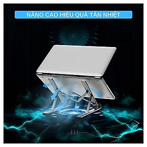 Giá Đỡ Laptop Hợp Kim Nhôm Cao Cấp Có Thể Gấp Gọn, Giúp Tản Nhiệt Laptop, dành cho Macbook, Máy Tính Xách Tay. 07 Vị Trí Điều Chỉnh Góc Độ. Hàng Chính Hãng