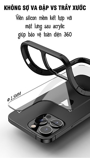 Ốp lưng chống sốc lưng trong phong cách mới dành cho iPhone 11 / 12 / 13 / 11 Pro / 12 Pro / 13 Pro / 11 Pro Max / 12 Pro Max / 13 Pro Max / 12 Mini / 13 Mini - Hàng chính hãng