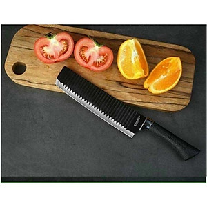 Dao Nhật K01 - đen mũi vuông ,dao bếp thiết kế gợn sóng ,giảm mút dính lưỡi dao thép không rỉ , sắc bén ,cán dao bọc cao su êm ái , chắc chắn chống trơn trượt 