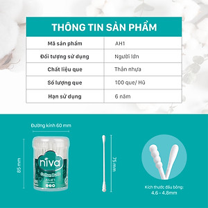 Combo 10 Tăm Bông NIVA Dành Cho Người  Lớn Hũ 100 Que Nhựa Ah1
