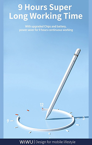 Bút cảm ứng Wiwu Pencil L Dành cho Ipad làm bằng hợp kim nhôm, thiết kế từ tính bảo vệ bút khỏi bị lăn và rơi - Hàng chính hãng