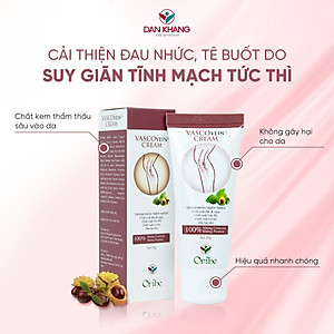 Kem Thoa Giảm Sưng Đau, Tê Phù, Chuột Rút Do Suy Giãn Tĩnh Mạch Vascovein Dân Khang - Tuýp 50g