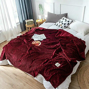 Chăn Nhung Tuyết Nhập Khẩu Siêu Mềm Mịn- Chăn Văn Phòng Kẻ Tăm Kích Thước 2mx2m3 Nặng 1,5kg - Hàng Chính Hãng MINIIN