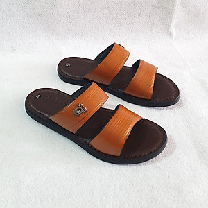 Dép da nam hai quai Trường Hải da bò thật 3 màu nâu,đen, vàng DN125MĐ