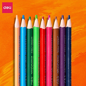 Bút Chì Màu Gốc Dầu Deli - Hộp 12 Màu Chì Học Sinh Chuyên Nghiệp - Màu Sắc Tươi Sáng Không Dễ Gãy - Quà Tặng Cho Bé