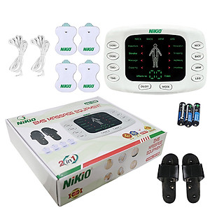 Máy Massage Xung Điện Nikio NK-105 - Máy Mát Xa 4 Miếng Dán + Dép Matxa Bàn Chân - 8 Chế Độ và 15 Cấp Độ Tùy Chỉnh, Giảm Đau Nhức Toàn Thân, Cải Thiện Tê Bì Chân