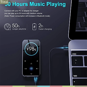 Ruizu D19 - Máy Nghe Nhạc Lossless Siêu Mỏng, Bluetooth 5.0, FM Radio, Thời Lượng Pin 50 Giờ, Bộ Nhớ Trong 16GB - Hàng Chính Hãng