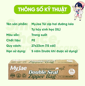 Túi Zip PE Trong Suốt 2 Đường Kéo MyJae, Túi Bọc Đồ Ăn, Rau Củ Bảo Quản Trong Tủ Lạnh