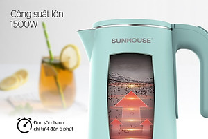 Ấm Đun Siêu Tốc SUNHOUSE 2 Lớp Dung Tích 1.8L SHD1351 - Hàng chính hãng