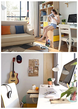 Bàn Làm Việc Kết Hợp Tủ Gỗ Nhiều Ngăn Hiện Đại Phong Cách Bắc Âu Thương Hiệu SIB Decor BLV57