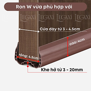 1 Mét ron cửa W loại vừa 4x4.5cm thanh chặn cửa, chắn khe hở chân cửa ngăn côn trùng, bụi, ngắn thoát hơi máy lạnh Legaxi