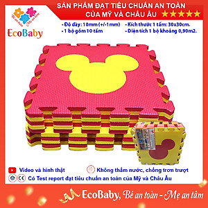 Bộ 10 tấm Thảm xốp cho bé ECOBABY, thảm xốp đạt tiêu chuẩn Mỹ và Châu Âu, độ dày khoảng 1cm, kích thước 1 tấm 30x30cm - Mickey
