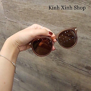 Kính râm Nữ Mắt Tròn Nâu Đi Ngày và Đêm Thời Trang Hàn Quốc Kèm Đầy Đủ Phụ Kiện