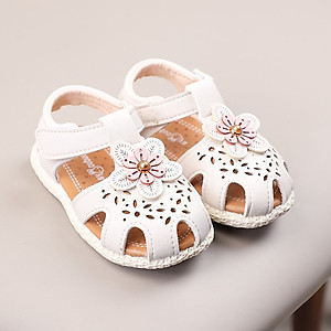 Dép - Sandal tập đi cho bé gái 6 - 18 tháng gắn hoa xinh xắn SG17