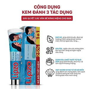 Bộ Đôi Siêu Tiết Kiệm Kem Đánh Răng Lipzo 3 Tác Dụng 02 Tuýp 190Gram Tái Tạo Men Răng Trắng Răng Ngừa Sâu Răng Thơm Mát
