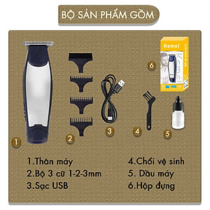 Tông đơ chấn viền cắt tóc, cạo trọc, cạo râu fade tóc, khắc tóc đi viền nét Kemei KM-5021 chuyên dụng cho salon, tiệm tóc, cá nhân đi kèm với máy có bộ cữ lược căn độ dài chuyên dụng Tặng kèm bộ 2 kẹp cá sấu chia tóc ( màu ngẫu nhiên )