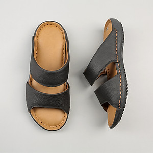 Dép nam hai quai ngang cao cấp da thật KEEDO TL01