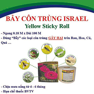 Bộ 5 mét Keo bẫy ruồi đục trái, bẫy bọ trĩ, bọ phấn, sâu vẽ bùa và bẫy các côn trùng khác của Israel với thời gian trên 6 tháng 