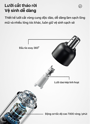 Máy tỉa lông mũi Enchen EN005 Bỏ túi tiện lợi Dễ dàng làm sạch nhanh - Hàng chính hãng