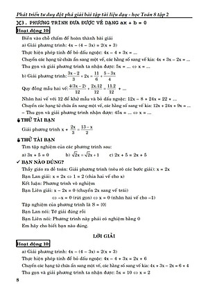 Sách Phát Triển Tư Duy Đột Phá Giải Bài Tập Tài Liệu Dạy - Học Toán Lớp 8 (Tập 2)