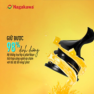 Máy ép chậm Nagakawa NAG0818 (200W) - Trục ép 6 phân đoạn kiệt bã - Ống tiếp thực phẩm lớn - Hàng chính hãng