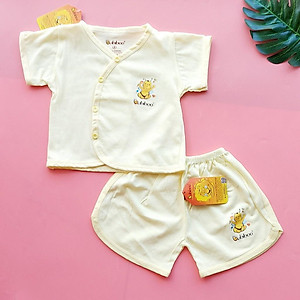Bộ sơ sinh cotton tay ngắn cài lệch nhiều màu cho bé