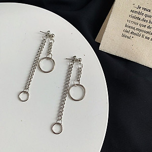 Bông tai khuyên tai 1 đôi xích tròn so le lạ mắt