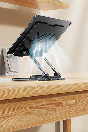 Kệ đỡ giá đỡ đế tản nhiệt cho máy tính bảng hợp kim nhôm gấp gọn xoay 360 độ nhiều nấc độ cao K31- Hàng chính hãng