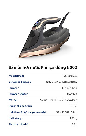 Bàn ủi hơi nước Philips DST8041/80 (3000W) - Hàng Chính Hãng