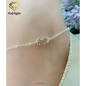 Lắc chân bạc Ý 925 Huệ Ngân - Tim xinh đính đá RYBJ50041