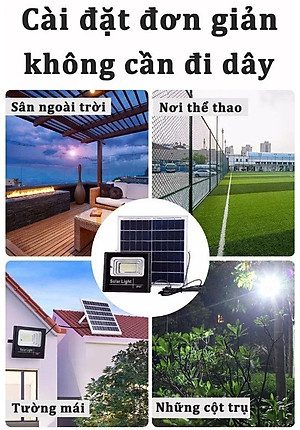 Đèn năng lượng mặt trời 500W đèn LED năng lượng mặt trời siêu sáng, điều khiển từ xa