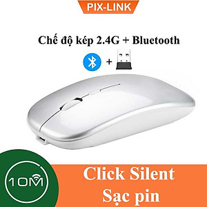 Chuột Bluetooth Không Dây PIX-LINK  P90A Wireless USB Tự Sạc Pin Siêu Mỏng, Chống Ồn - Hàng Chính Hãng
