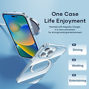 Ốp lưng chống sốc trong suốt hỗ trợ sạc Maqsafe cho iPhone 14 Pro (6.1 inch) hiệu Rock Protection Maqsafe Magetic Case (siêu mỏng 1.5mm, độ trong tuyệt đối, chống trầy xước, chống ố vàng, tản nhiệt tốt) - hàng nhập khẩu