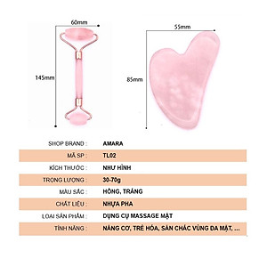 Set Cây Lăn Và Thanh Cạo Salorie Bằng Đá Ngọc Bích Màu  Trắng Hồng Mát Xa Da Mặt Chống Nếp Nhăn  - Hàng Loại 1 - Chính Hãng MINIIN