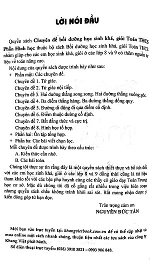 Sách Chuyên đề Bồi dưỡng học sinh khá giỏi Toán THCS phần Hình học