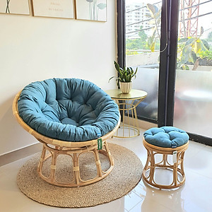 Ghế đôn mây tự nhiên N2 (nệm vải bố cao cấp)