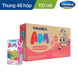 Thùng 48 Hộp Sữa dinh dưỡng Hương Dâu Vinamilk ADM (110ml)
