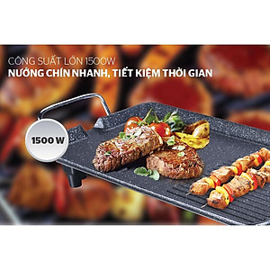 Bếp nướng điện Sunhouse SHD4607, Công suất 1500W, Phủ chống dính Whitford (USA) phủ đá hoa cương, Hàng chính hãng - Bảo hành 12 tháng